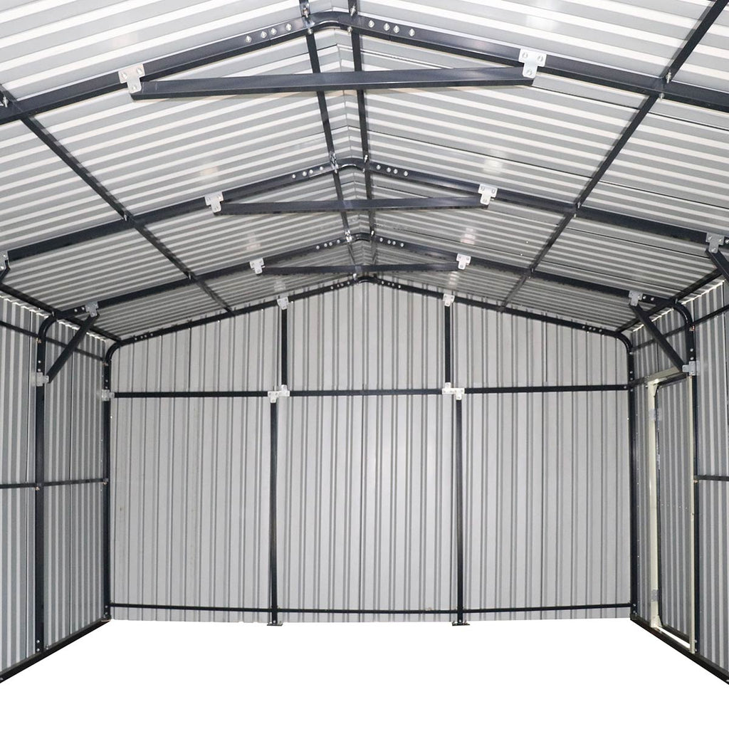16' x 24' Metal Garage Shed with Swing Front & Side Doors, 10'6" Peak Height, TMG-MS1624A