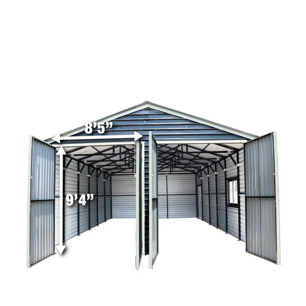 20' x 30' Metal Garage Shed, 9' High Double Front Doors, 13' Peak, 600 Sq-Ft TMG-MS2030