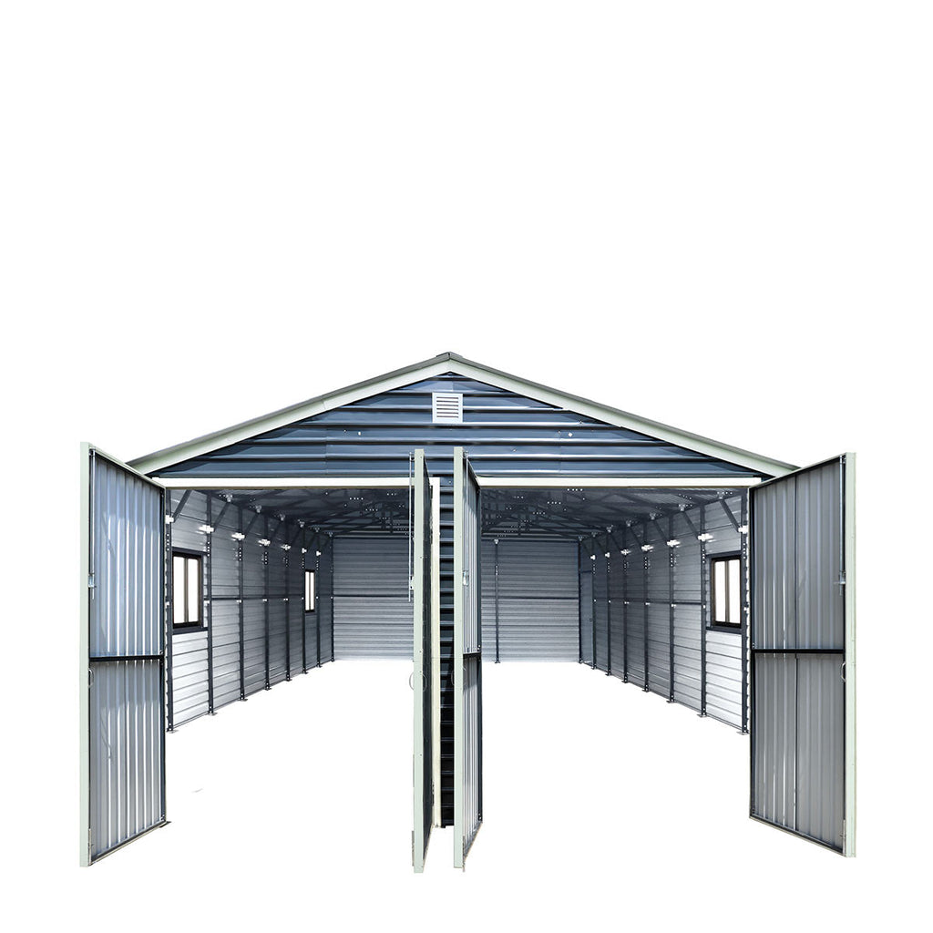 20' x 40' Metal Garage Shed, 9' High Double Front Doors, 13' Peak, 800 Sq-Ft TMG-MS2040