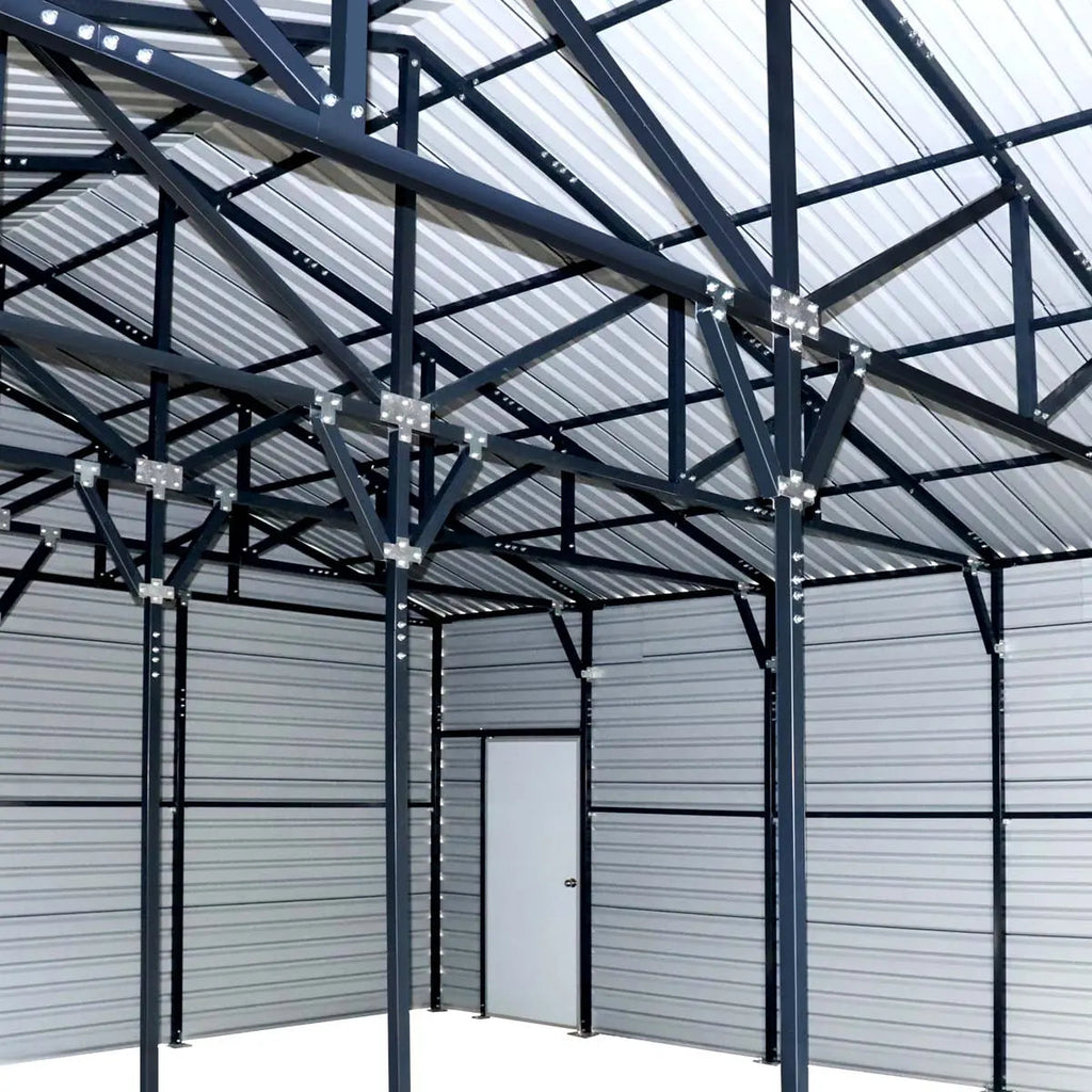 26' x 30' Metal Garage Shed, 9' High Double Front Doors, 14' Peak, 780 Sq-Ft TMG-MS2630