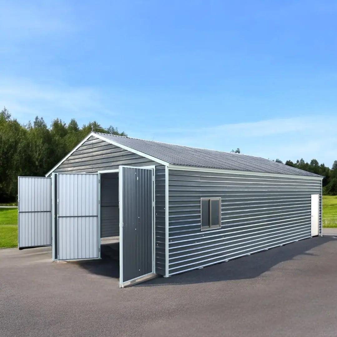 26' x 40' Metal Garage Shed, 9' High Double Front Doors, 14' Peak, 1040 Sq-Ft TMG-MS2640