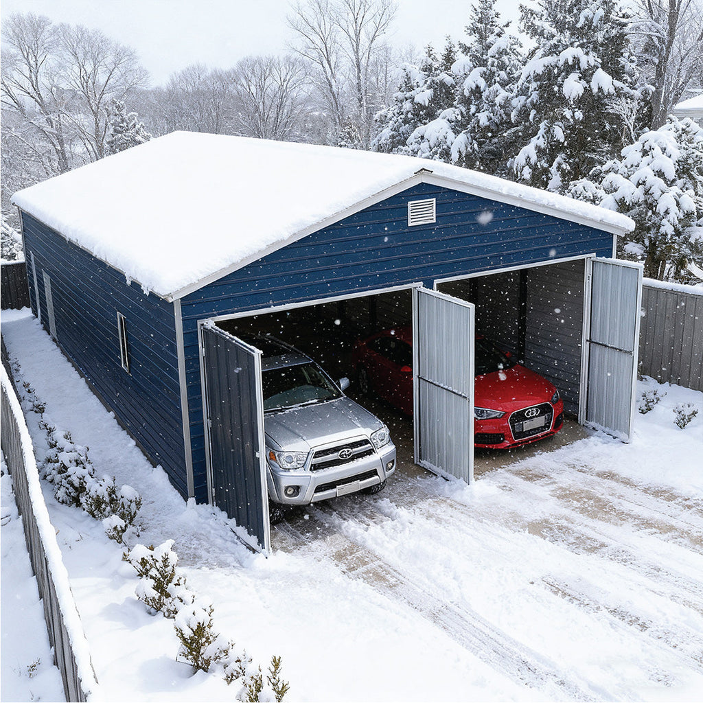 20' x 40' Metal Garage Shed, 9' High Double Front Doors, 13' Peak, 800 Sq-Ft TMG-MS2040