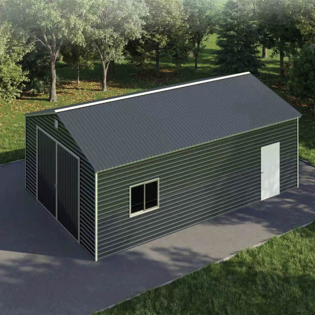 20' x 30' Metal Garage Shed, 11'10" Large Front Door, Side Entry, Window, 13' Peak Height TMG-MS2030D