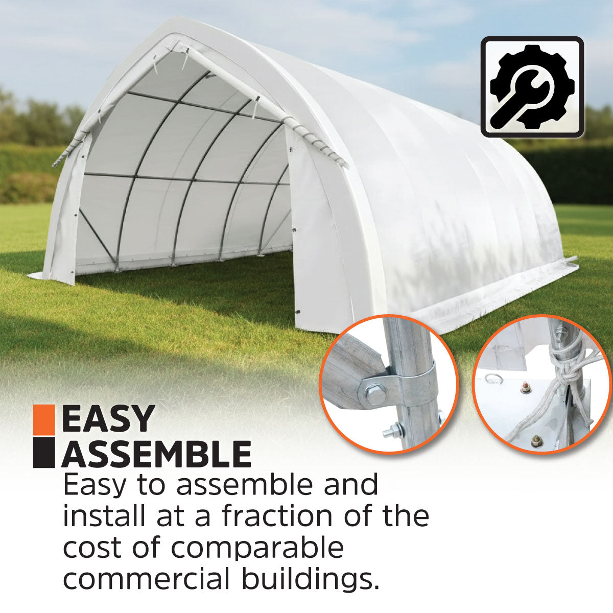 20' x 30' Arch Wall Peak Ceiling Storage Shelter with Heavy Duty 17 oz PVC Cover & Drive Through Doors, TMG-ST2032PV (Previously ST2031PV)