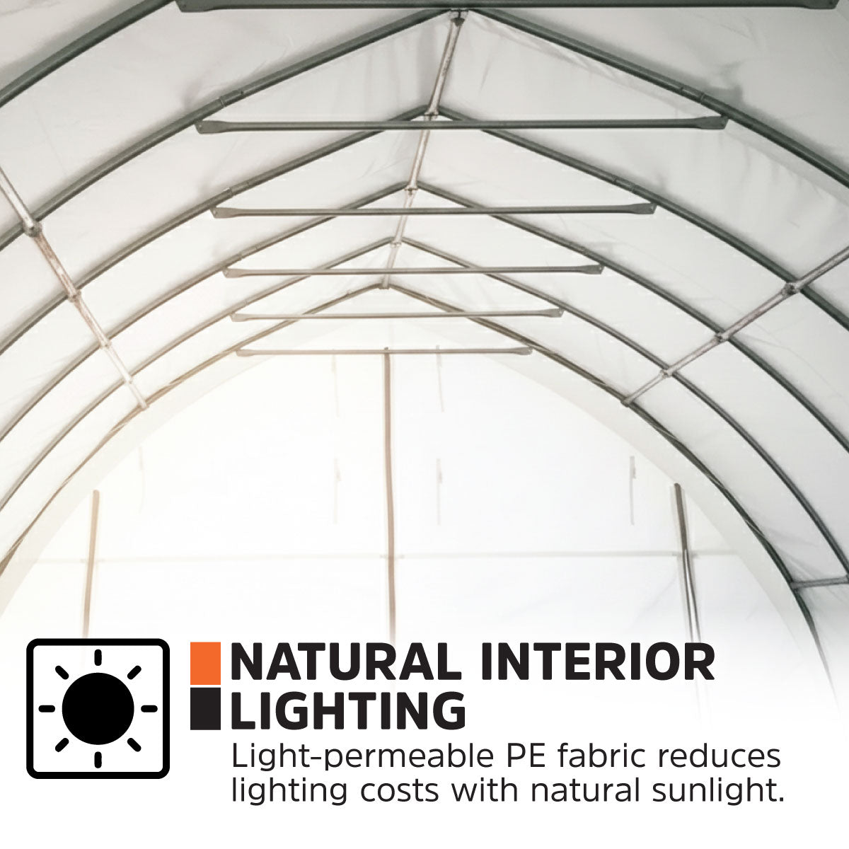 20' x 30' Arch Wall Peak Ceiling Storage Shelter with Heavy Duty 17 oz PVC Cover & Drive Through Doors, TMG-ST2032PV (Previously ST2031PV)