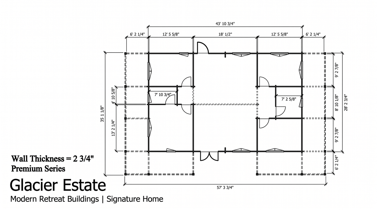 Glacier Estate floor plan — Modern Retreat Buildings Signature Home