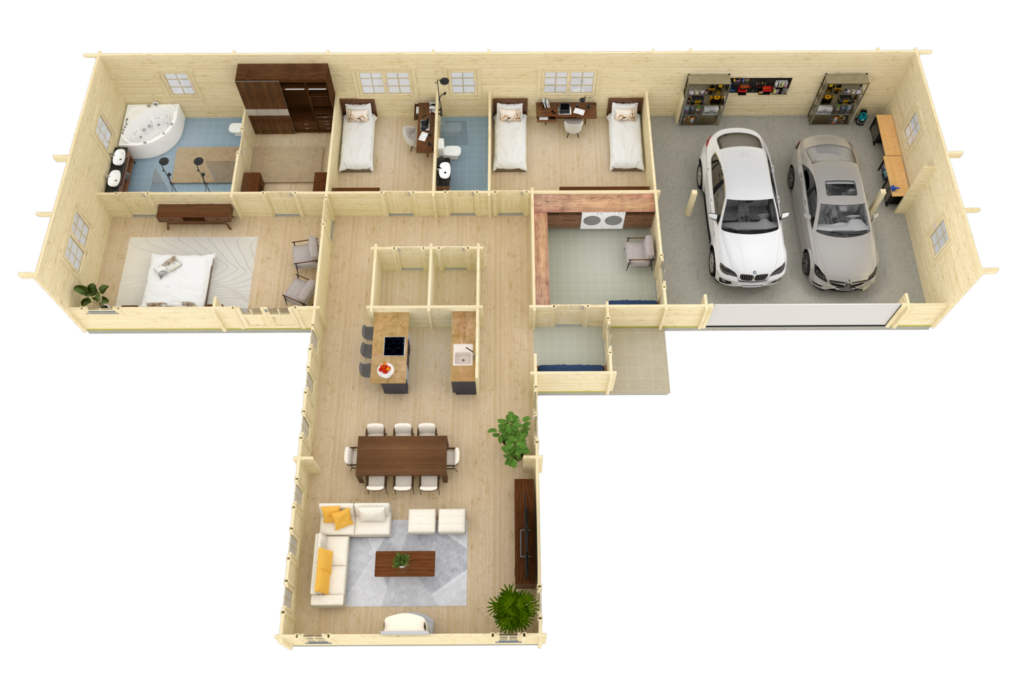 Pacific Crest furnished 3D floor plan.