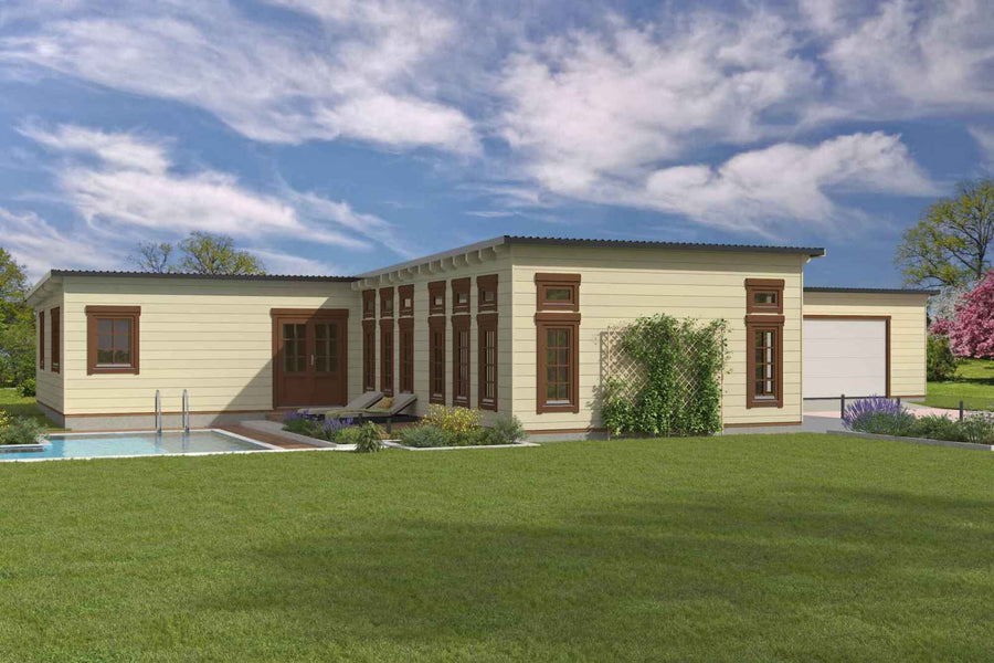 Pacific Crest exact-model exterior — Modern Retreat Buildings Signature Home