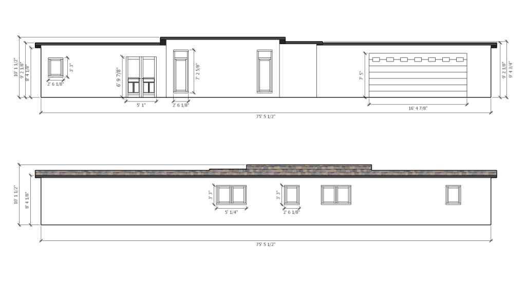 Pacific Crest front elevation drawing.