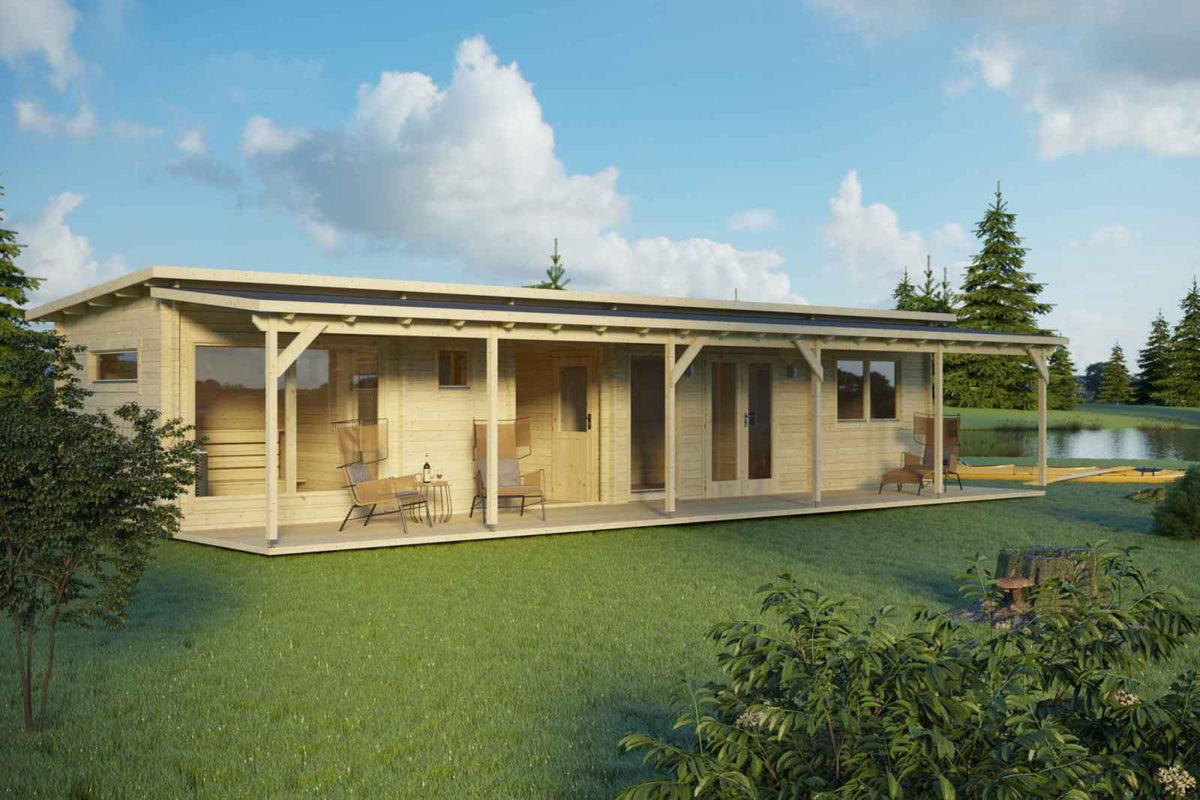 Signature Aurora Sauna Lodge exterior rendering — included in Signature Estate Compound