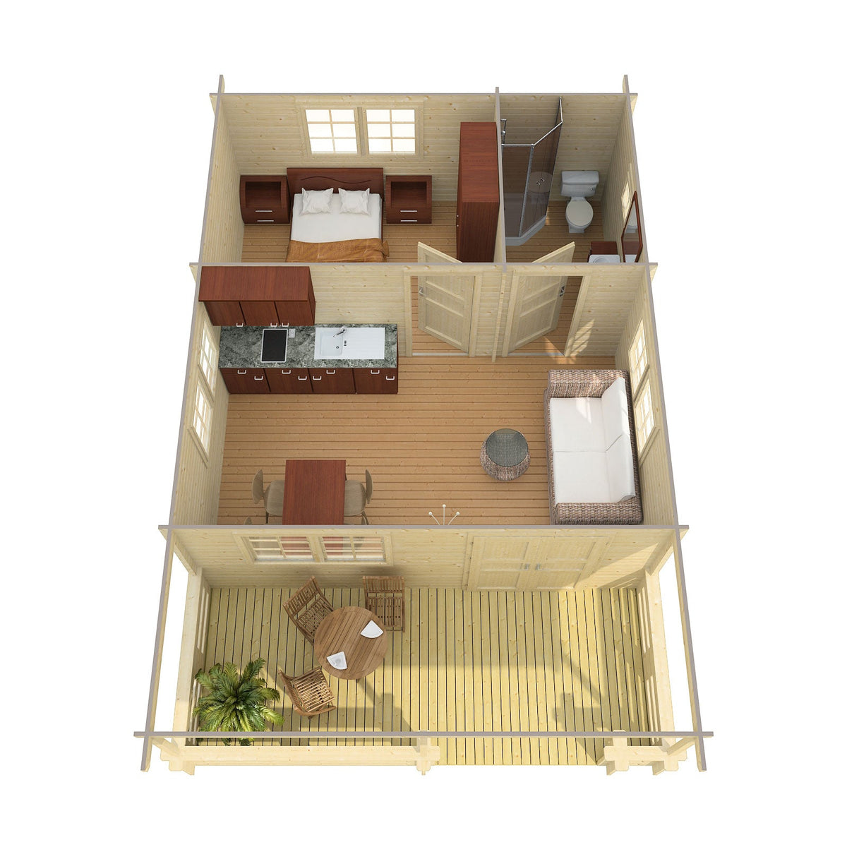 Signature Northstar Cabins furnished top-view layout — two included in Signature Guest Compound