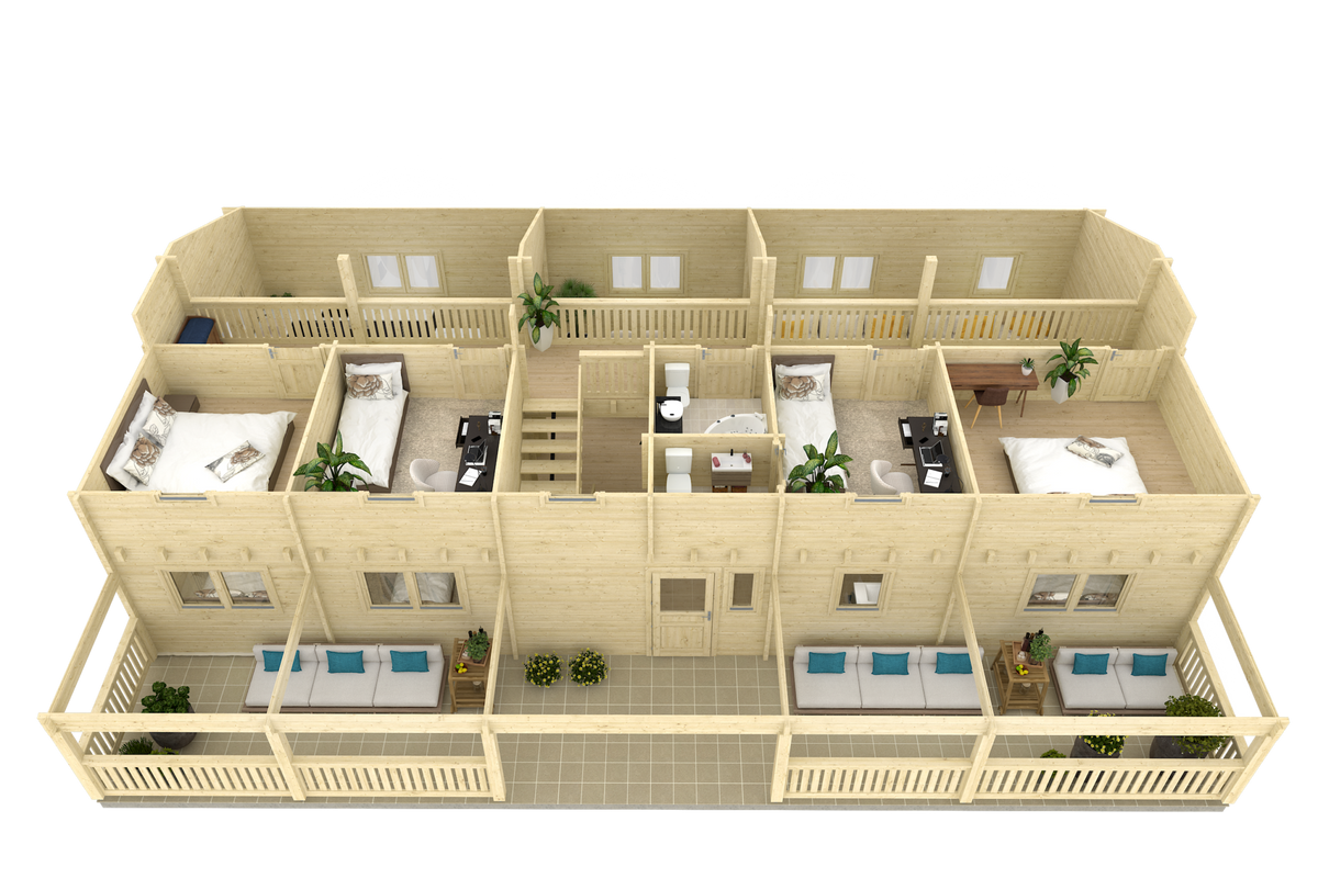 Yellowstone Estate furnished 3D floor plan — upper level.